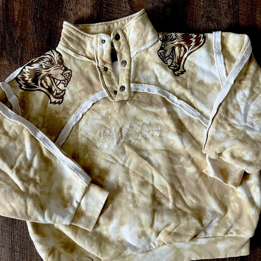 She Wolves Forever Tyler Mockneck Sweater in Ivory Marble - M She Wolves Forever